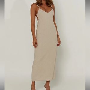 LEANA Linen Backless Midi Dress